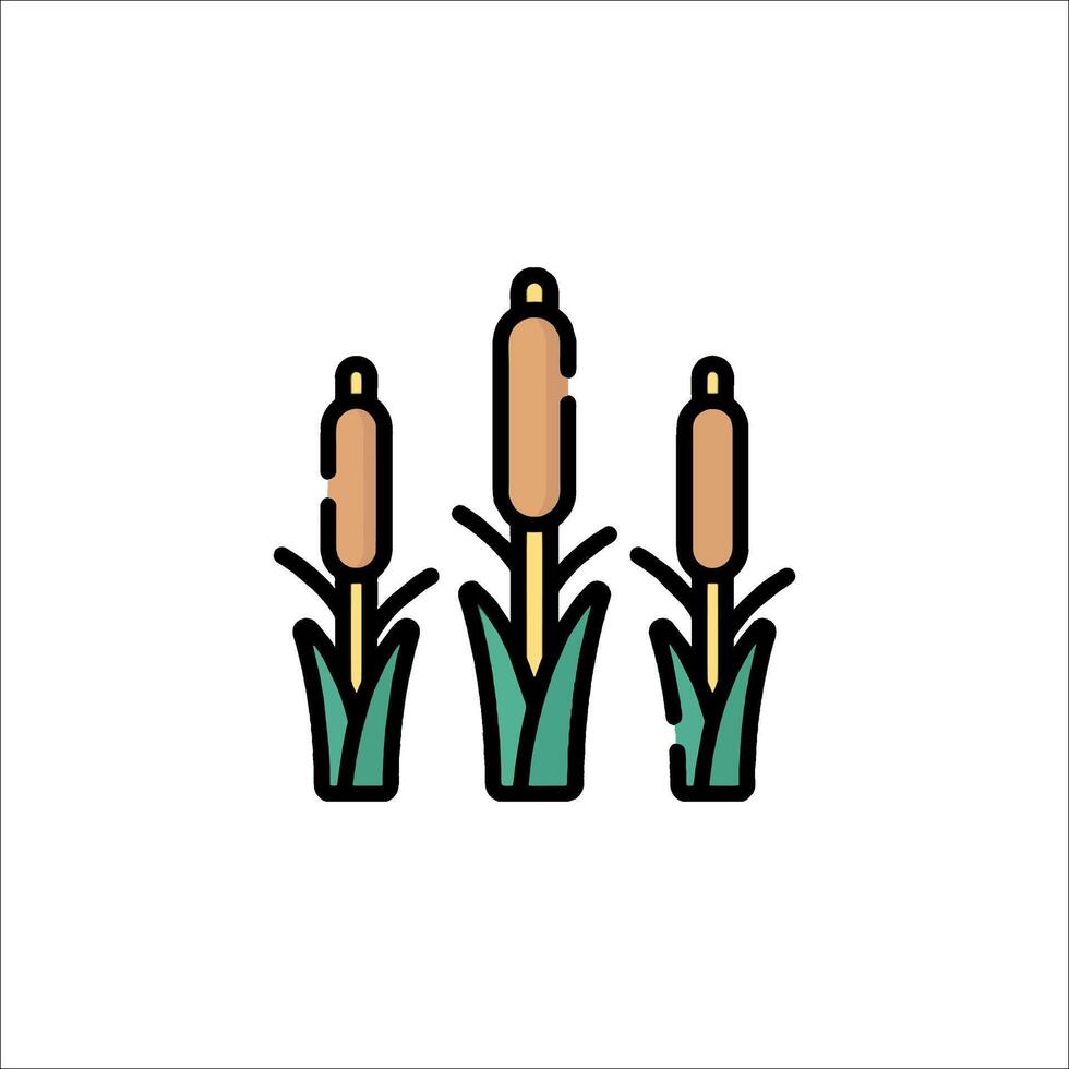 A line drawing of three plants with leaves vector