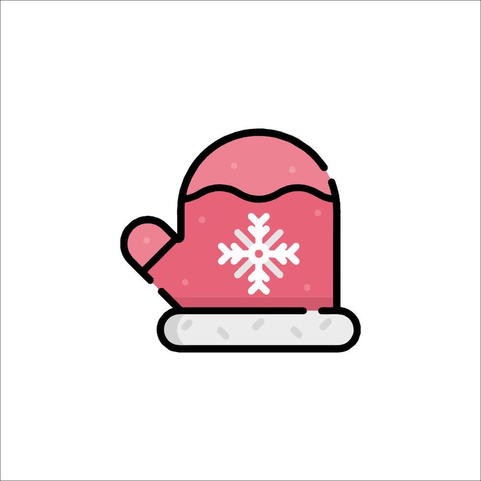 A pink mitten with snowflakes on it vector