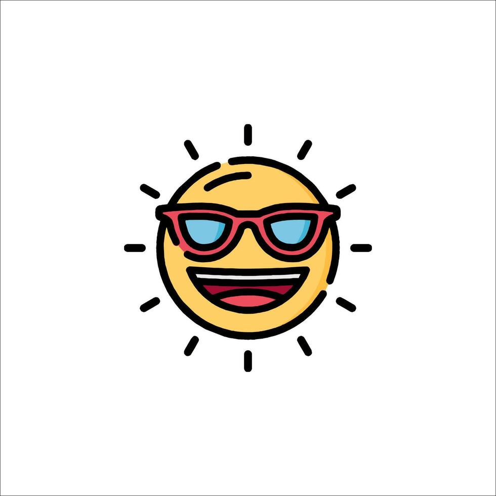 Sun with sunglasses icon vector