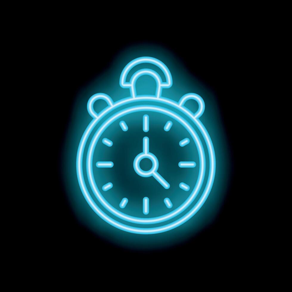 Neon style icon of a stopwatch showing time passing vector