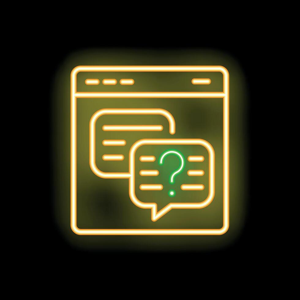 Neon sign showing a question on a website page vector