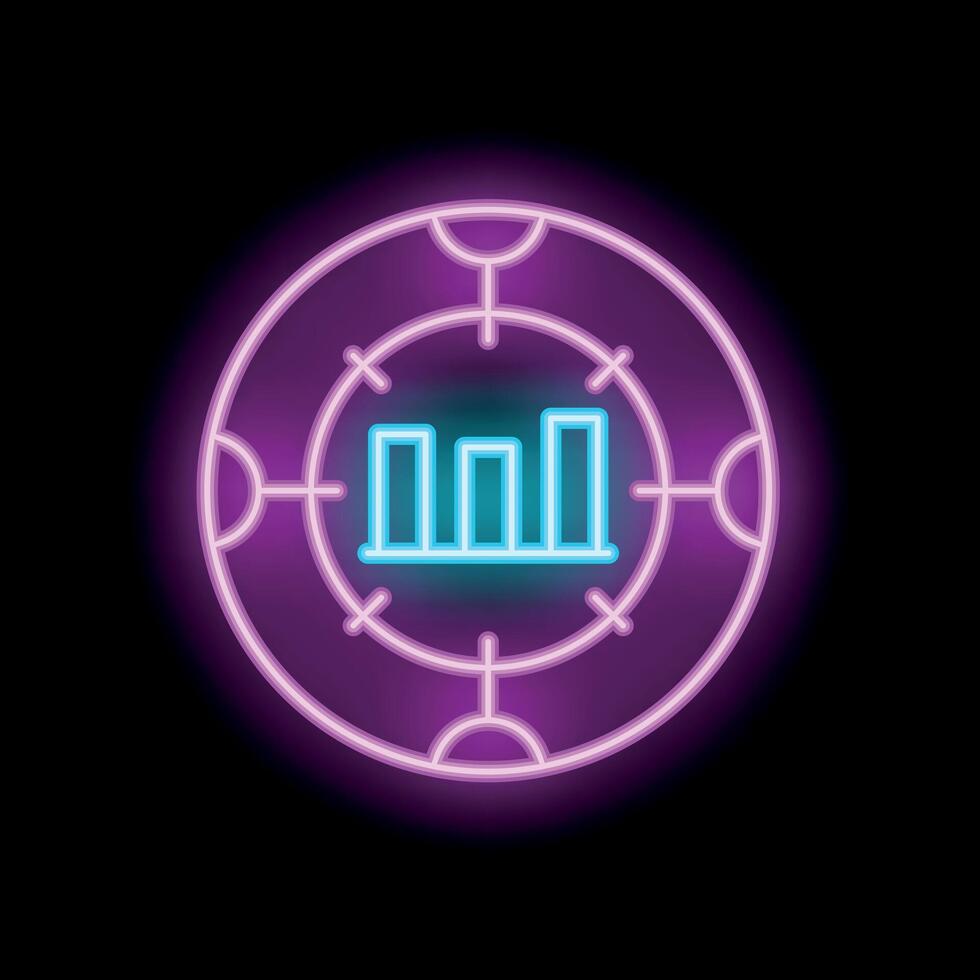 Neon icon of statistics chart representing business analysis vector