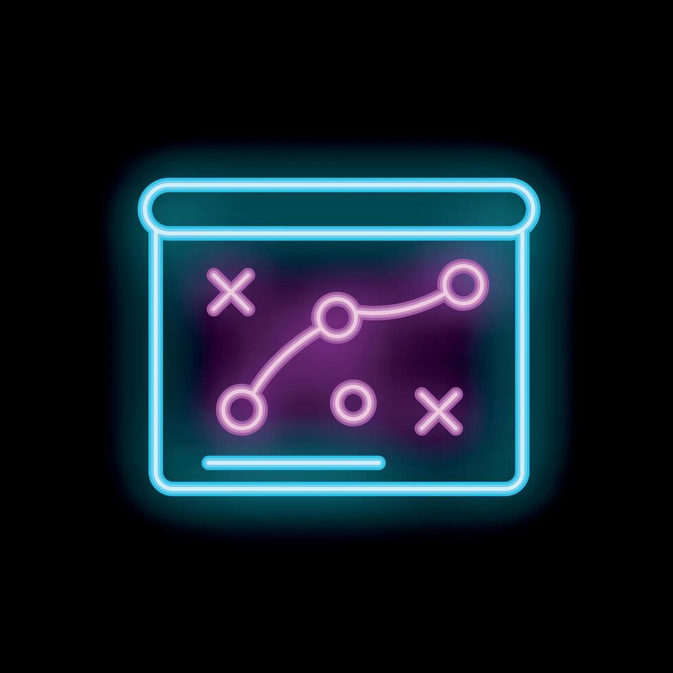 Neon strategy board showing xs and os connected with lines vector