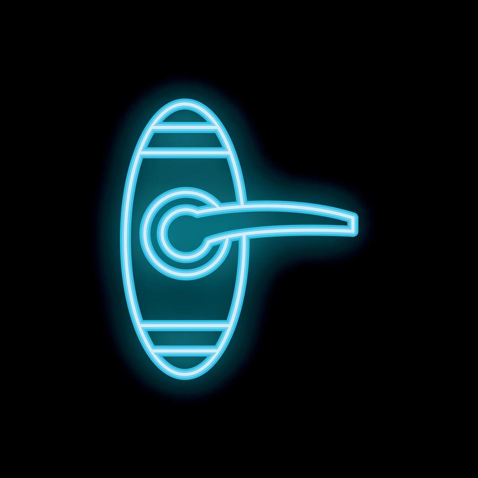 Glowing neon door handle sign on black background vector