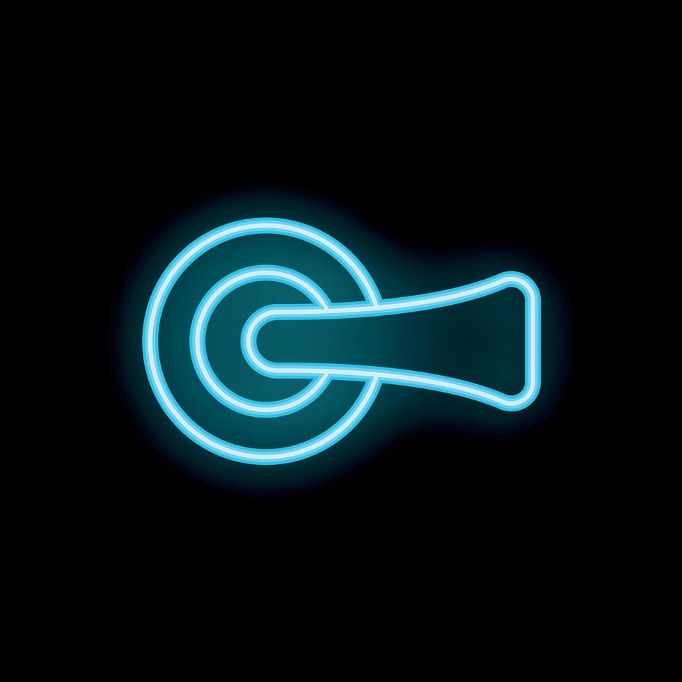 Glowing neon door handle icon on black background vector