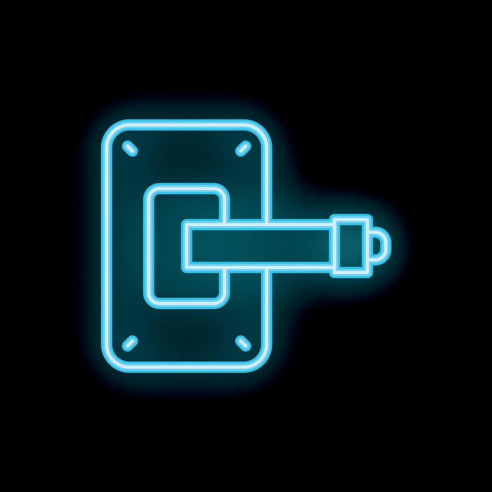 Glowing neon line door handle icon isolated on black background illustration vector