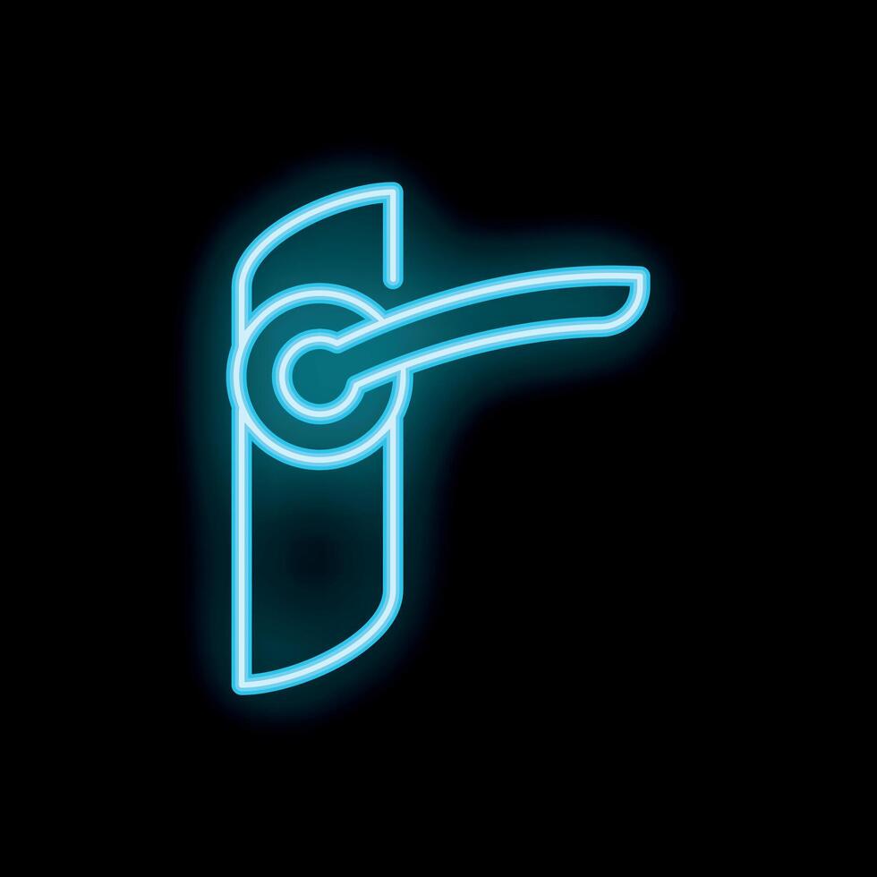 Blue neon door handle shining in the dark vector