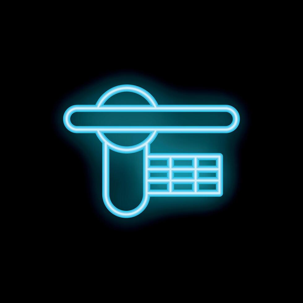 Neon icon of handheld barcode scanner on black background vector