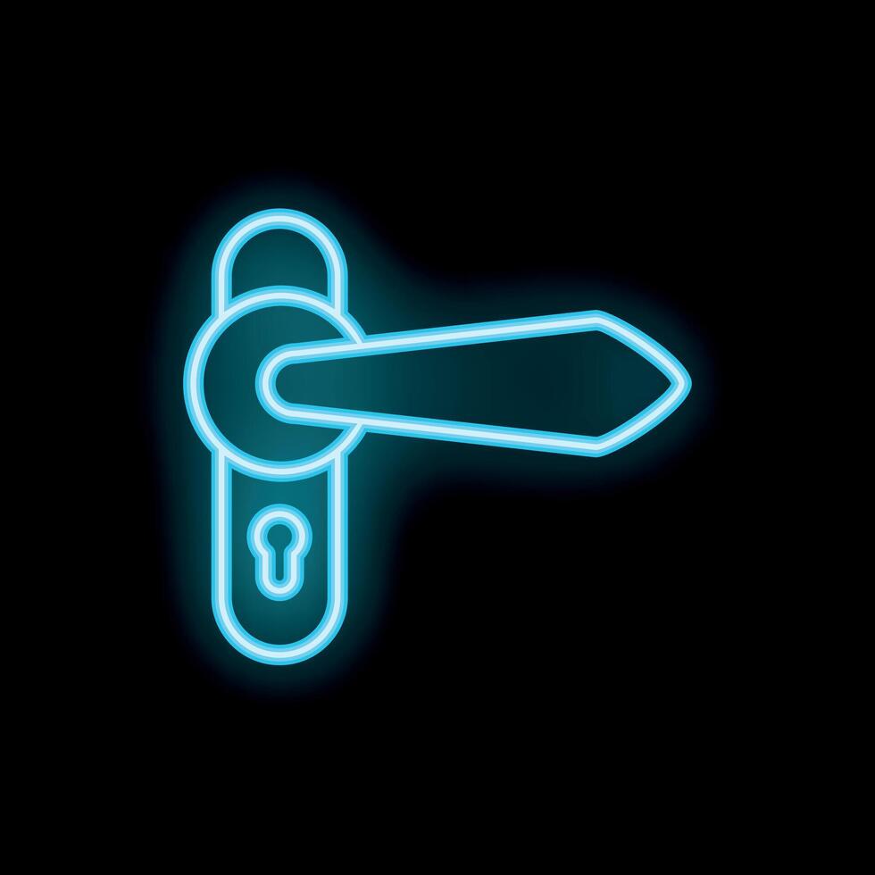 Neon door handle shining in the dark vector