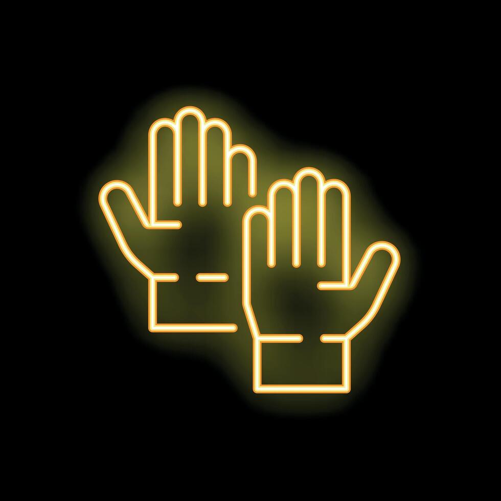 Glowing neon line rubber gloves icon isolated on black background for your web design vector