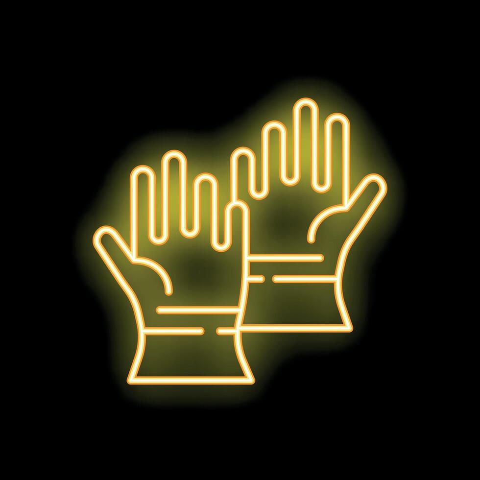 Glowing neon line rubber gloves icon isolated on black background illustration vector