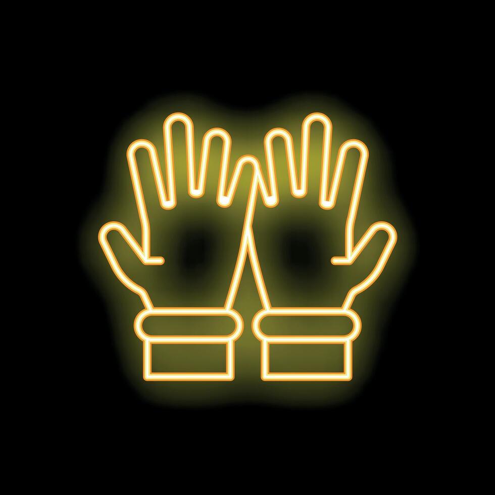 Neon glowing hands up gesture on a black background vector
