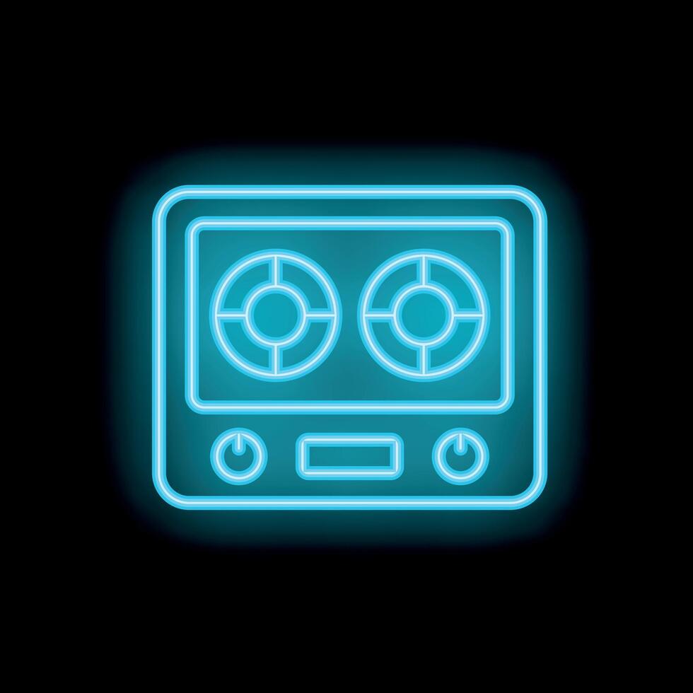 Electric stove top cooking surface neon light glowing bright blue vector