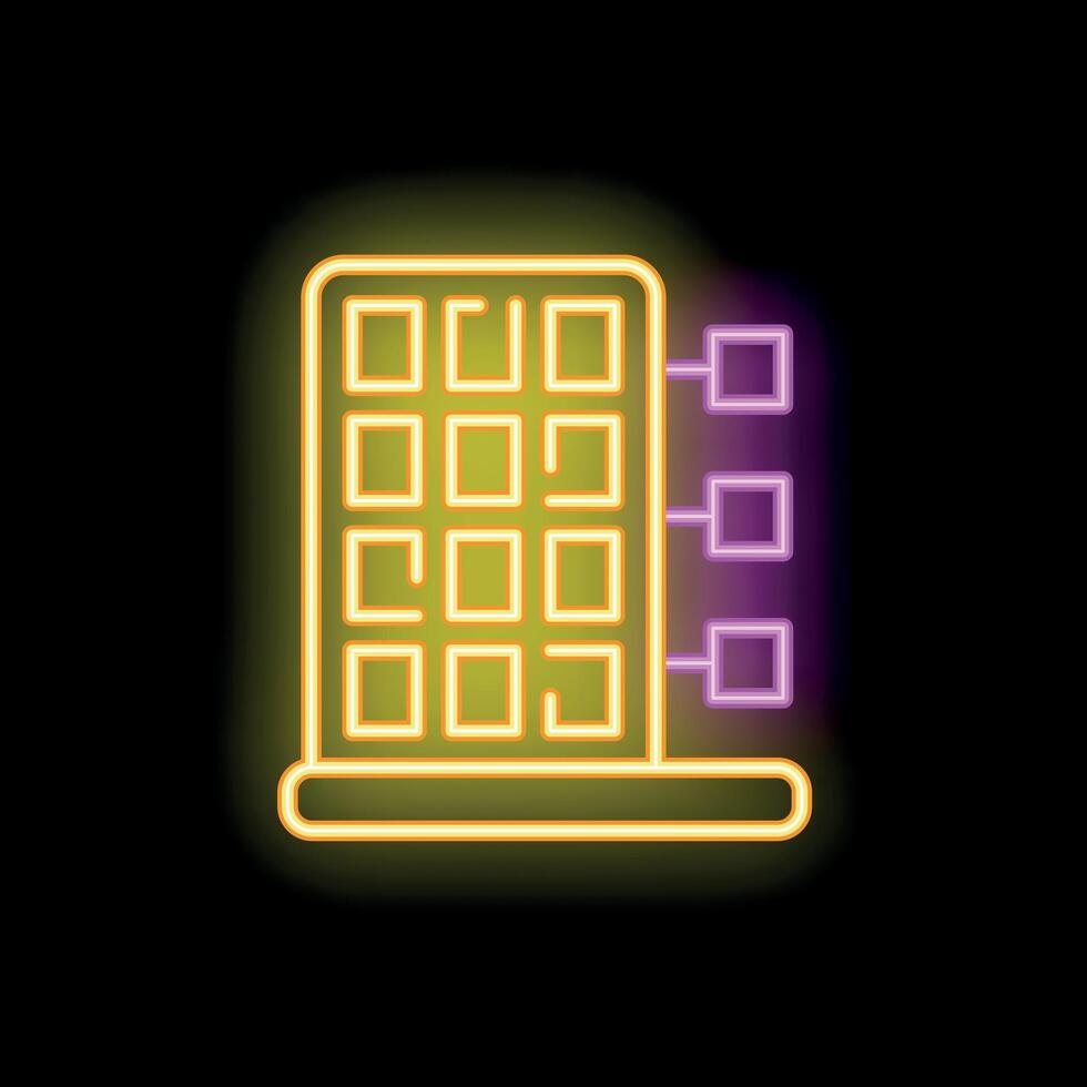 Neon sign of smart building management system showing data analysis vector