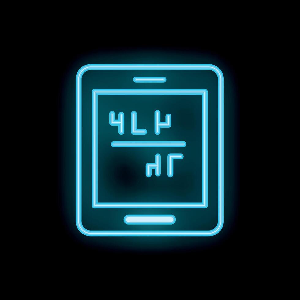 Smartphone showing math equation in neon light vector
