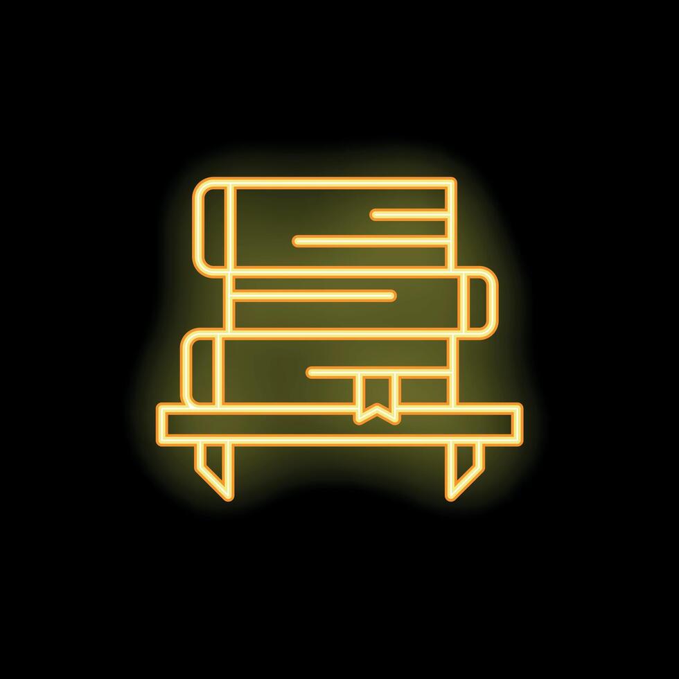 Neon sign of bookshelf with books on black background vector