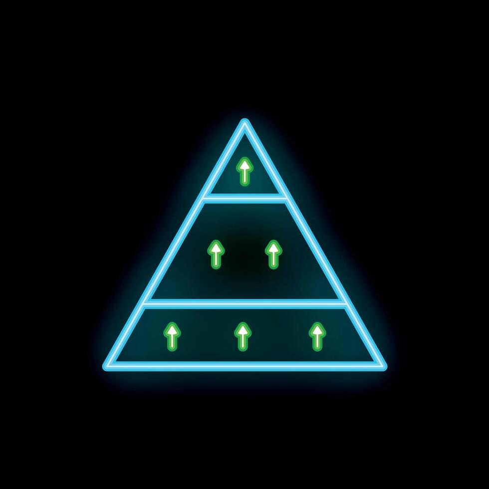 Neon pyramid chart showing business growth concept vector