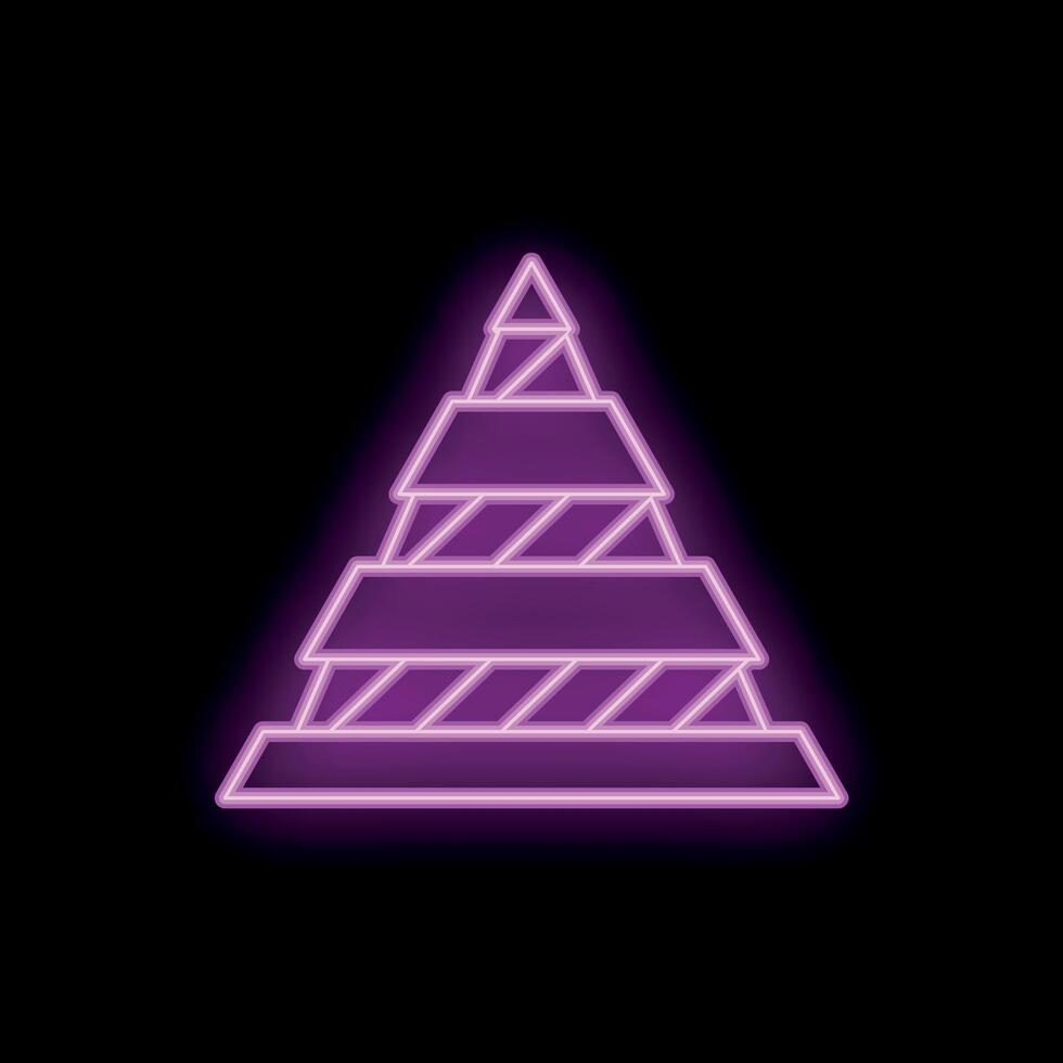 Neon pyramid glowing on black background vector