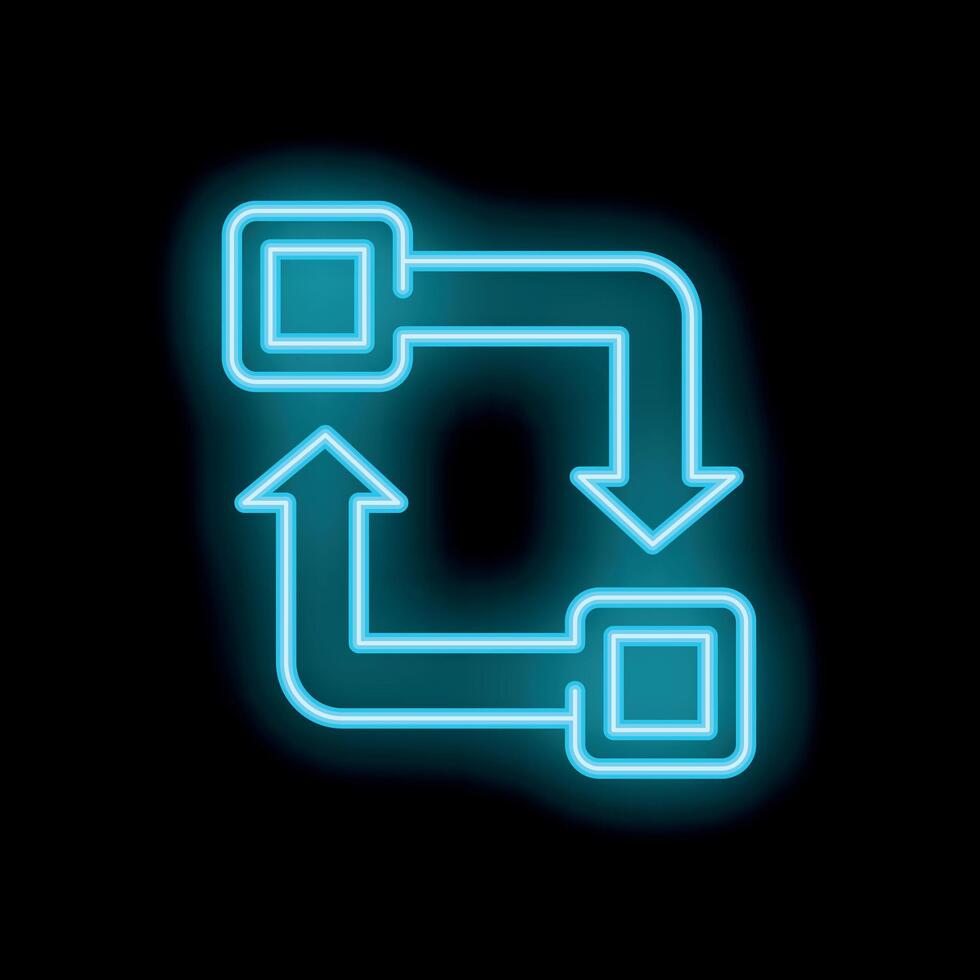 Neon blue blockchain technology transferring data securely vector