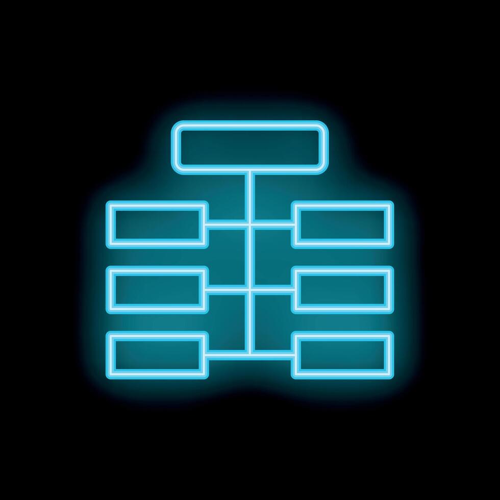 Neon blue flowchart showing hierarchy on black background vector