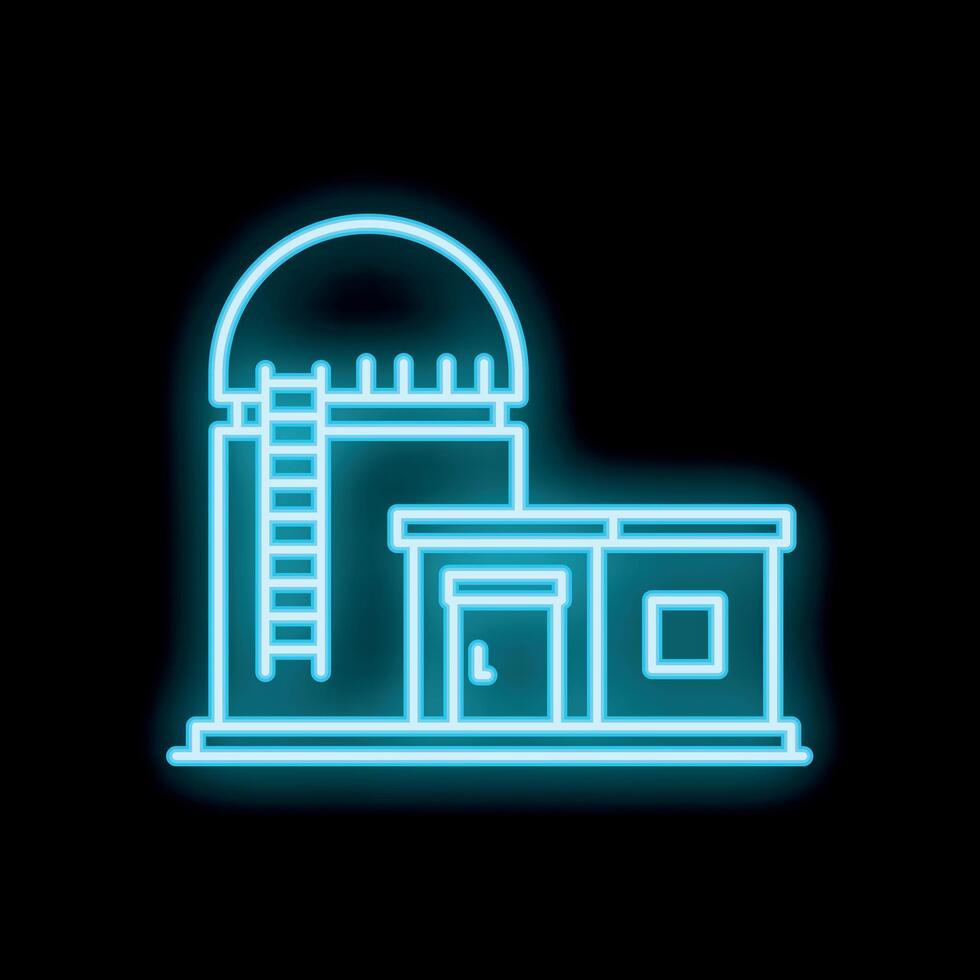 Neon sign of an observatory building with a dome at night vector