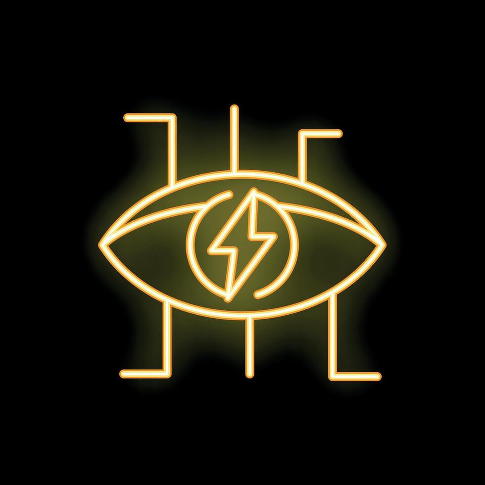 Neon sign representing visionary concept with eye and lightning bolt vector
