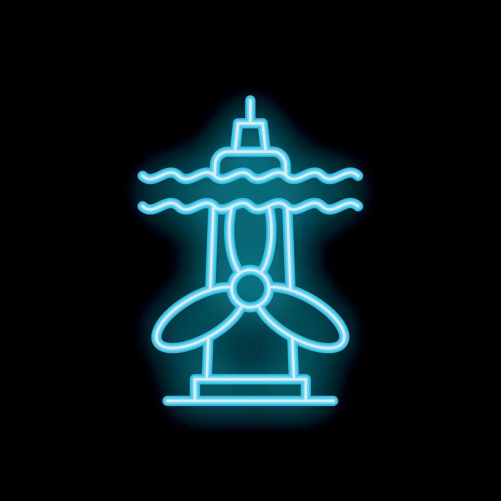 Neon style icon of tidal power plant generating electricity vector