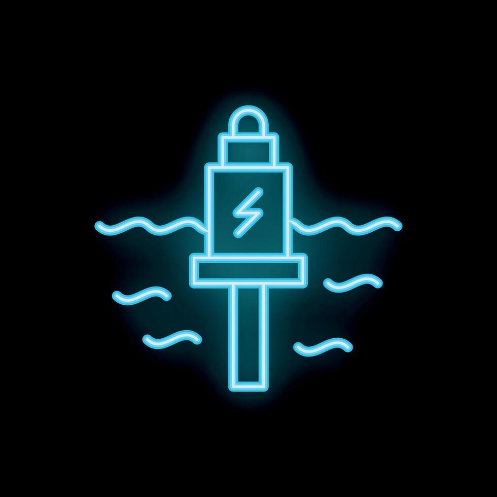 Neon icon of a buoy floating on water with waves vector