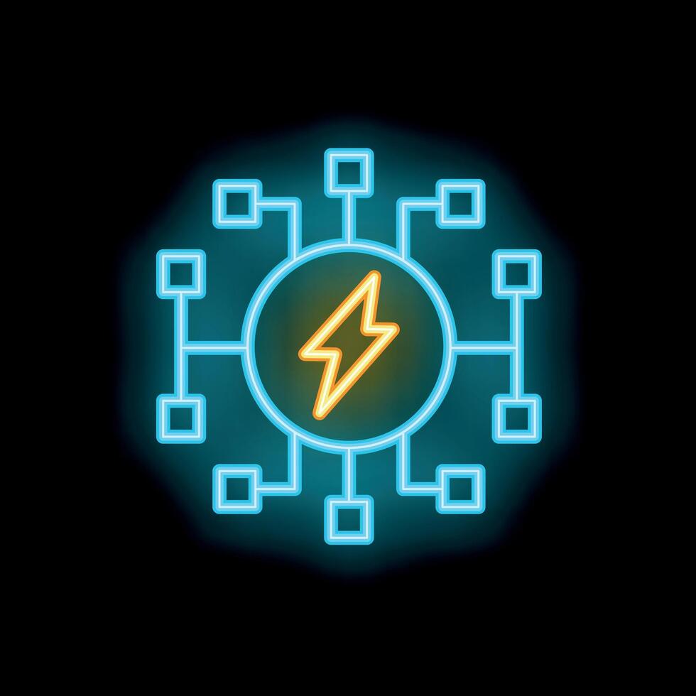 Neon sign representing energy network connecting devices vector
