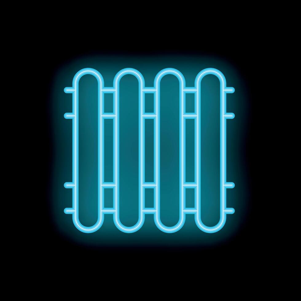 Blue neon radiator icon glowing on black background vector