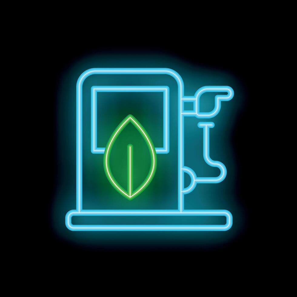 Neon sign of a gas station offering biofuel alternative energy source vector