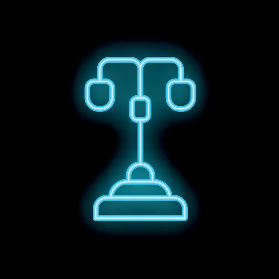 Neon street lamp lighting up the night with blue glow vector