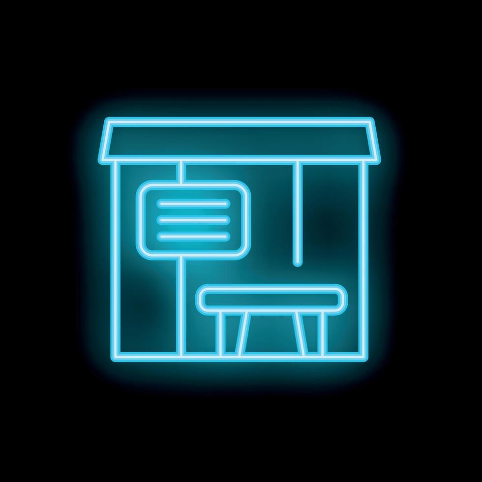 Neon bus stop sign showing public transport waiting area vector