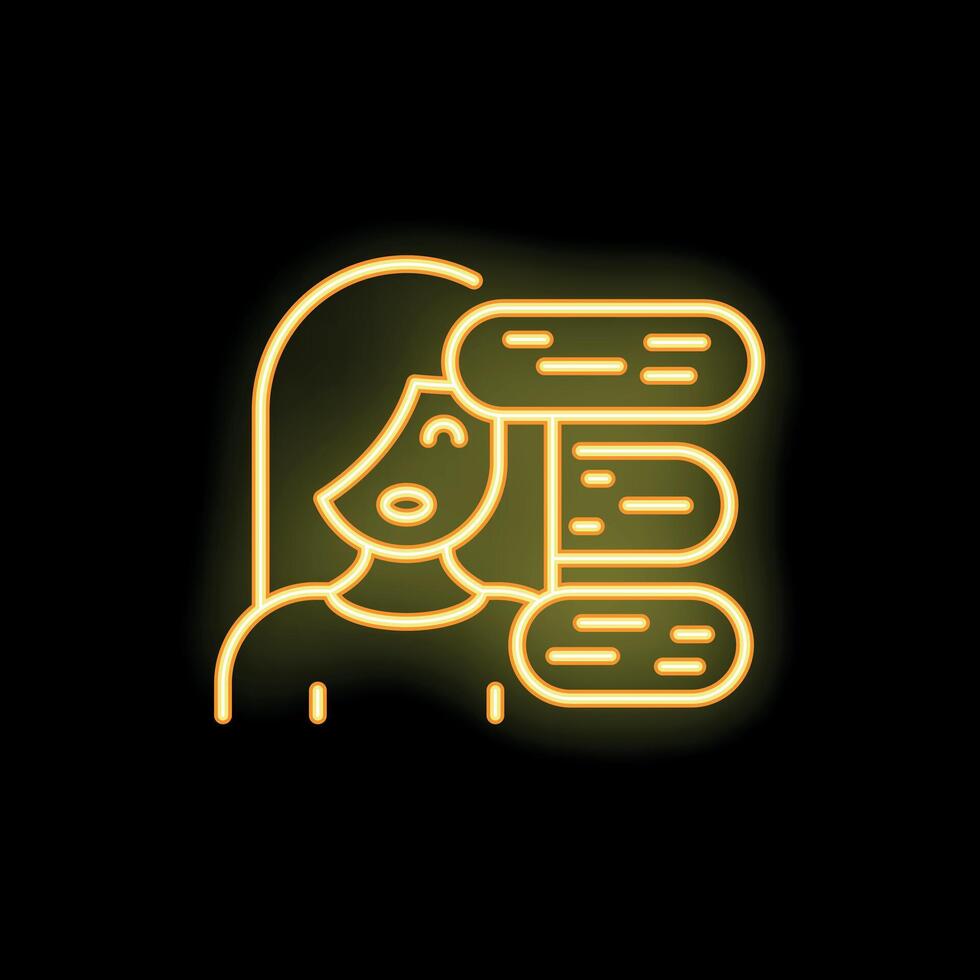 Businesswoman choosing from multiple business tasks neon light icon vector