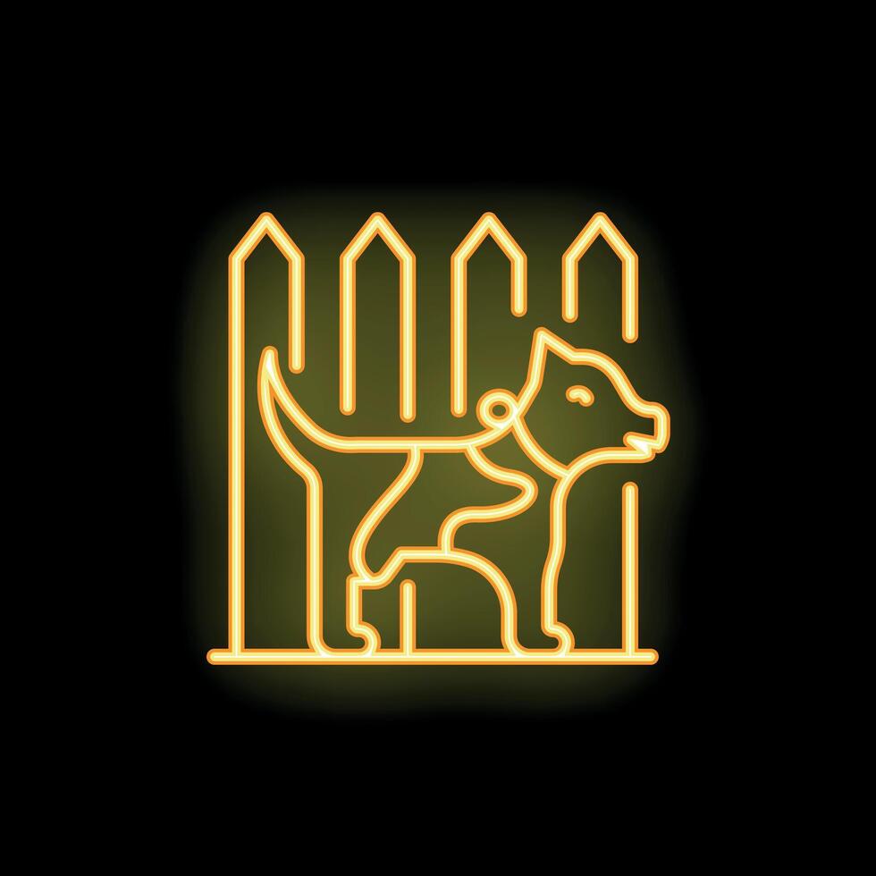 Neon dog peeing on a fence sign vector