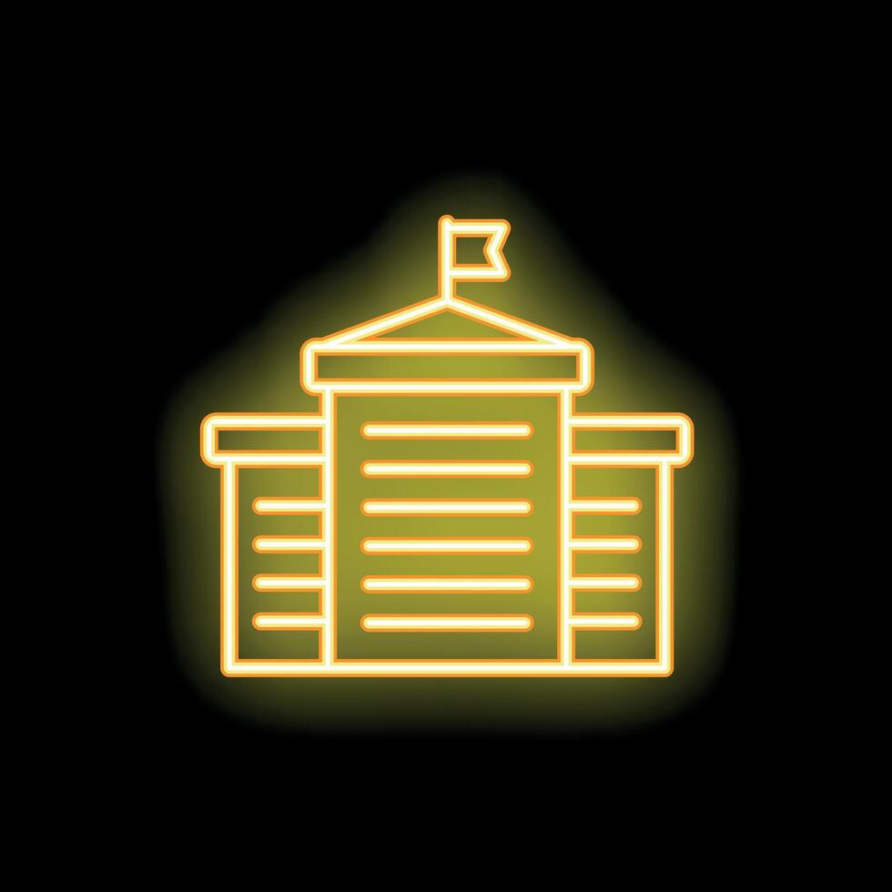 Neon icon of university or government building glowing yellow vector