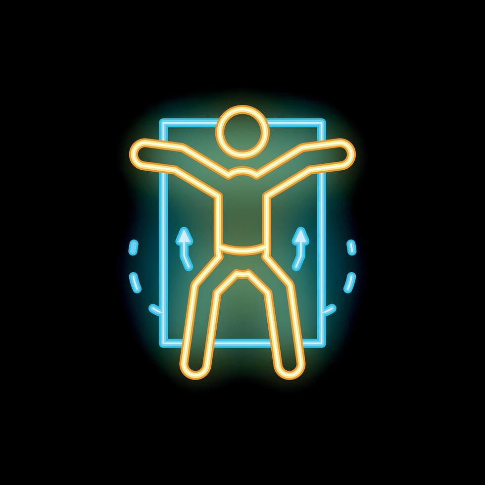 Neon sign of a man doing stretching exercises for a fitness center or gym vector
