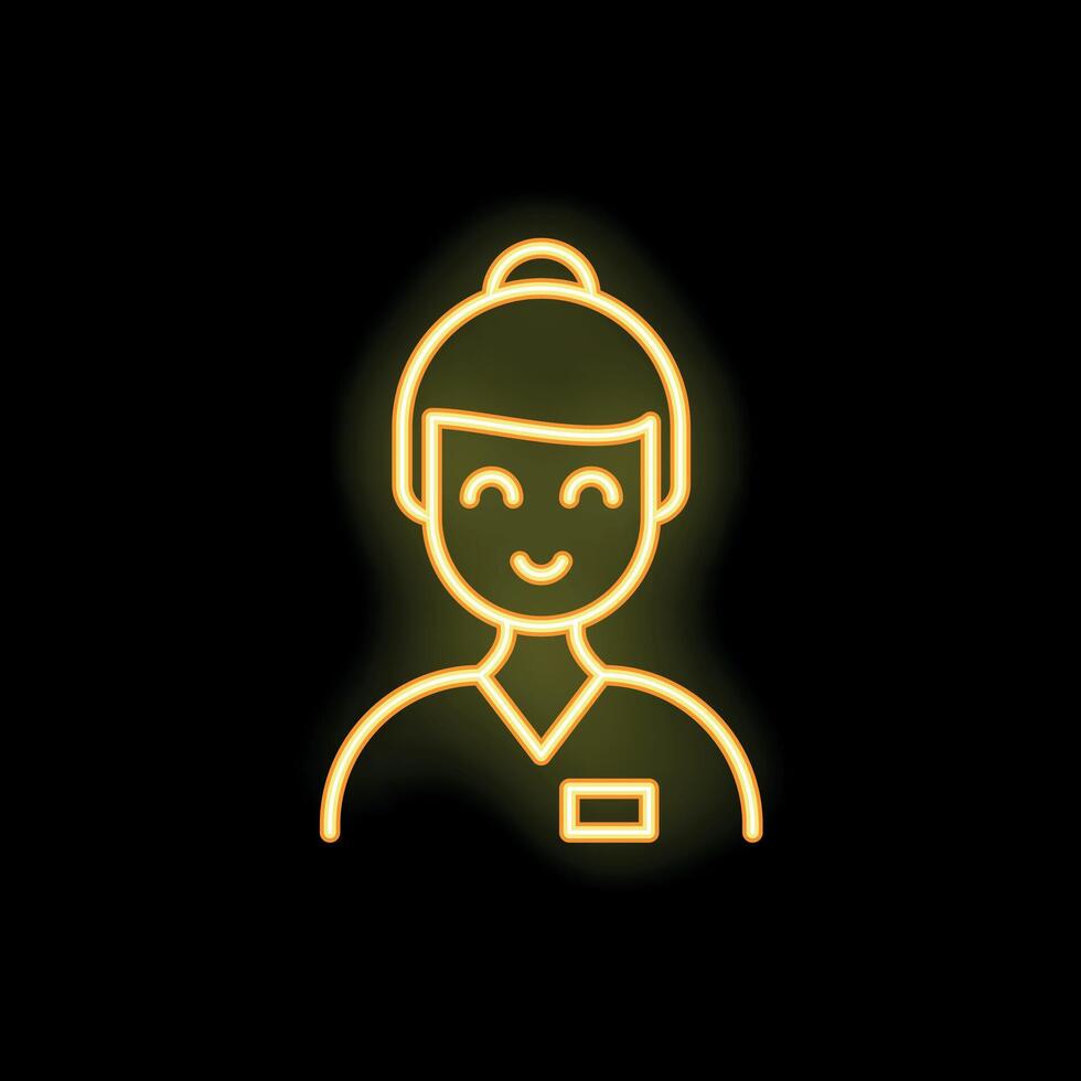Neon sign of a happy female professional with name tag vector