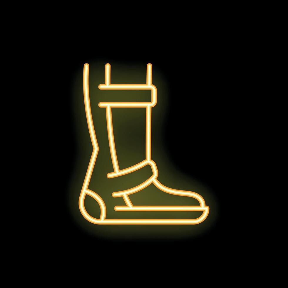 Neon icon of leg wearing orthopedic boot brace vector