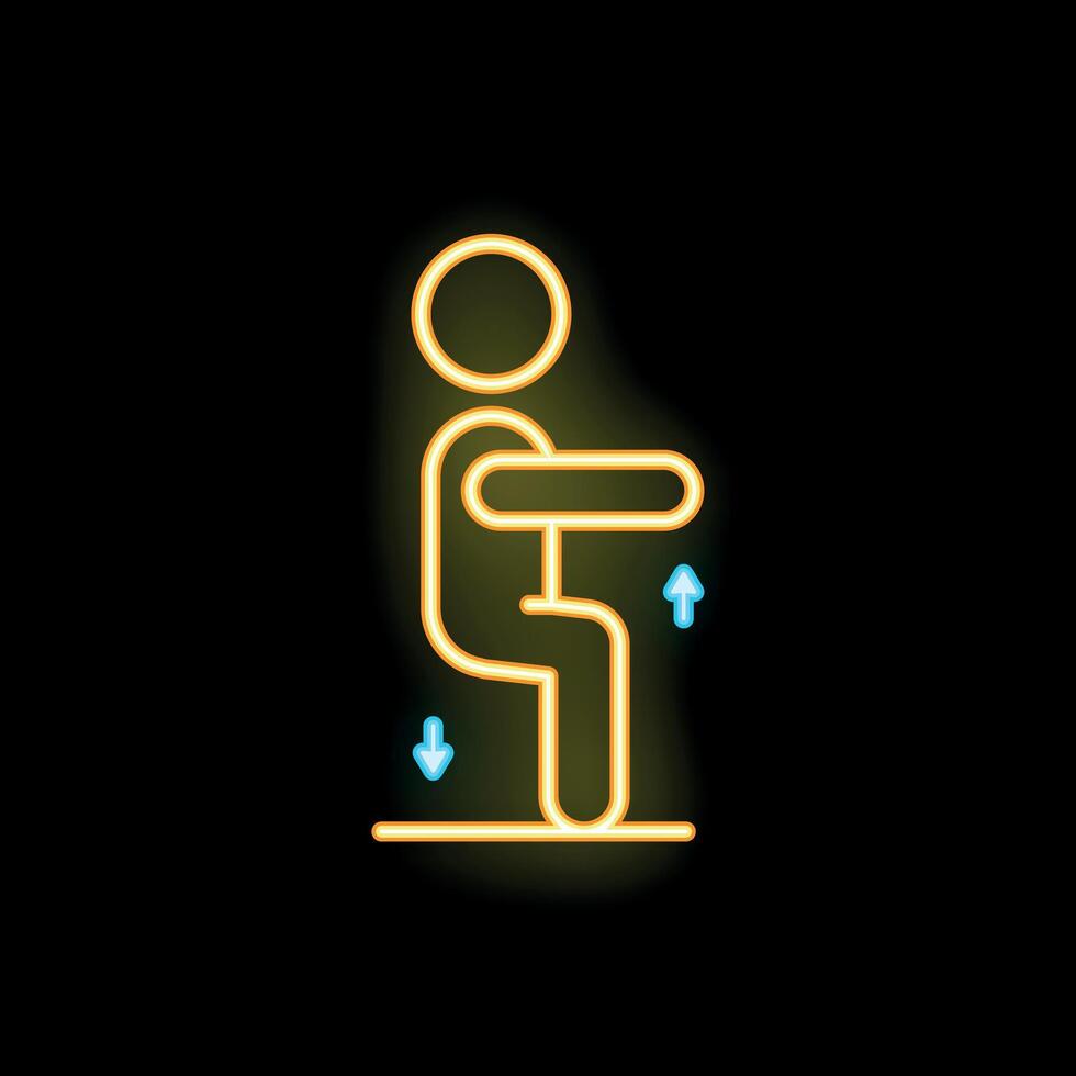 Neon style icon of a person adjusting office chair height vector