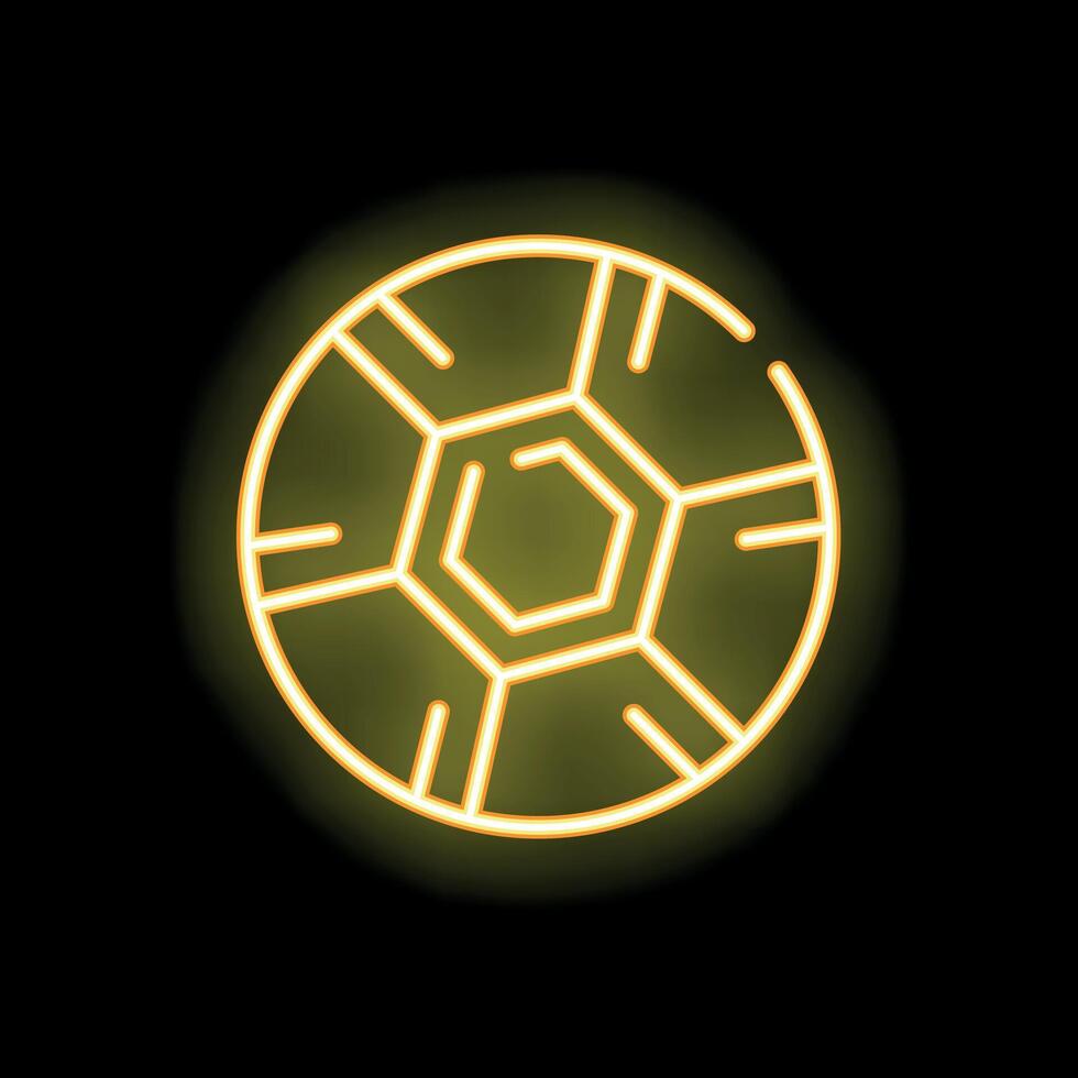 Neon yellow soccer ball shining on black background vector