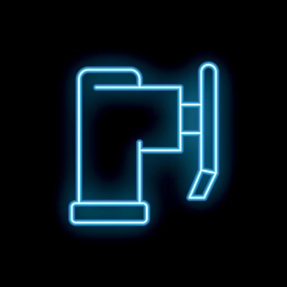 Glowing neon line icon of a power drill for construction and diy projects vector