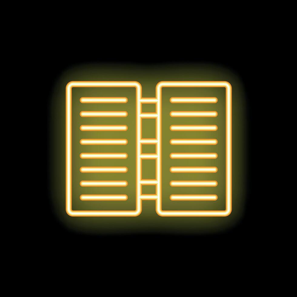 Neon yellow office building icon glowing on a black background vector