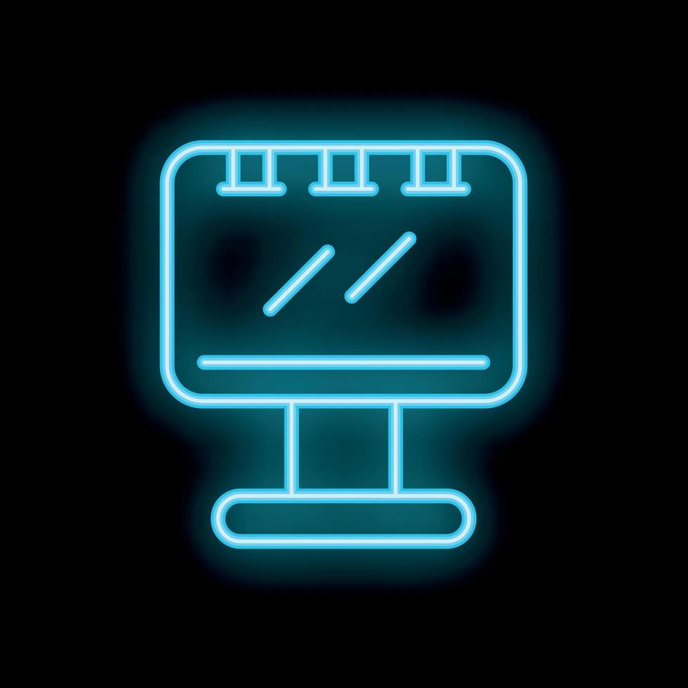 Neon billboard sign shining on black background vector
