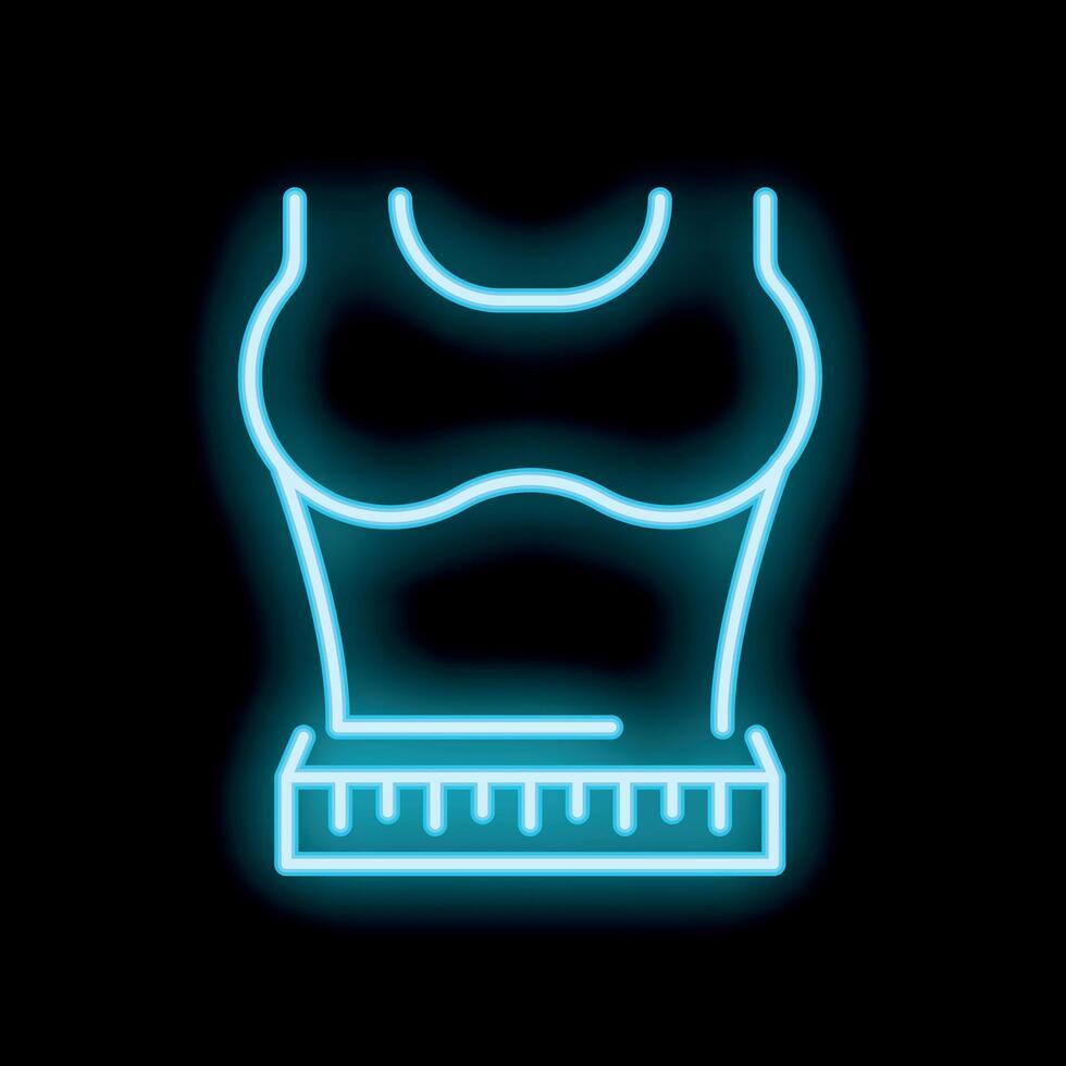 Neon sign representing weight loss with measuring tape and female torso vector
