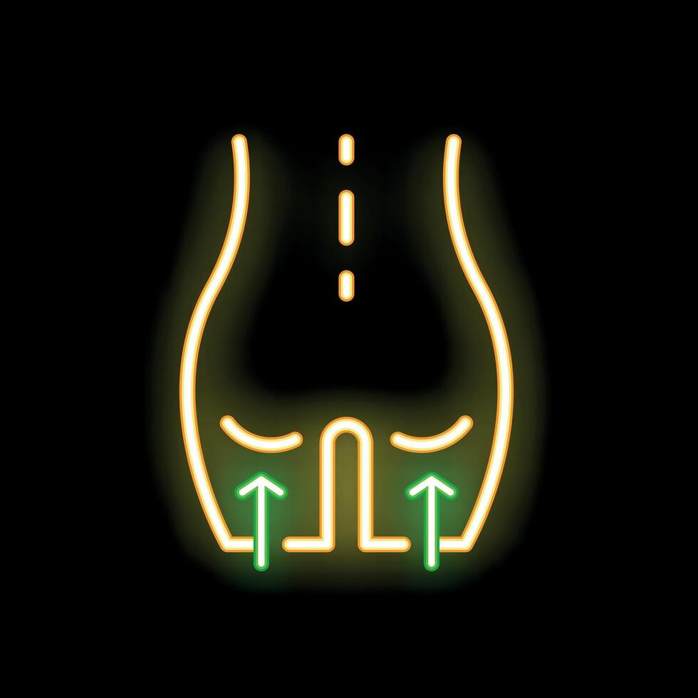 Neon icon of woman body getting buttocks lifting procedure vector
