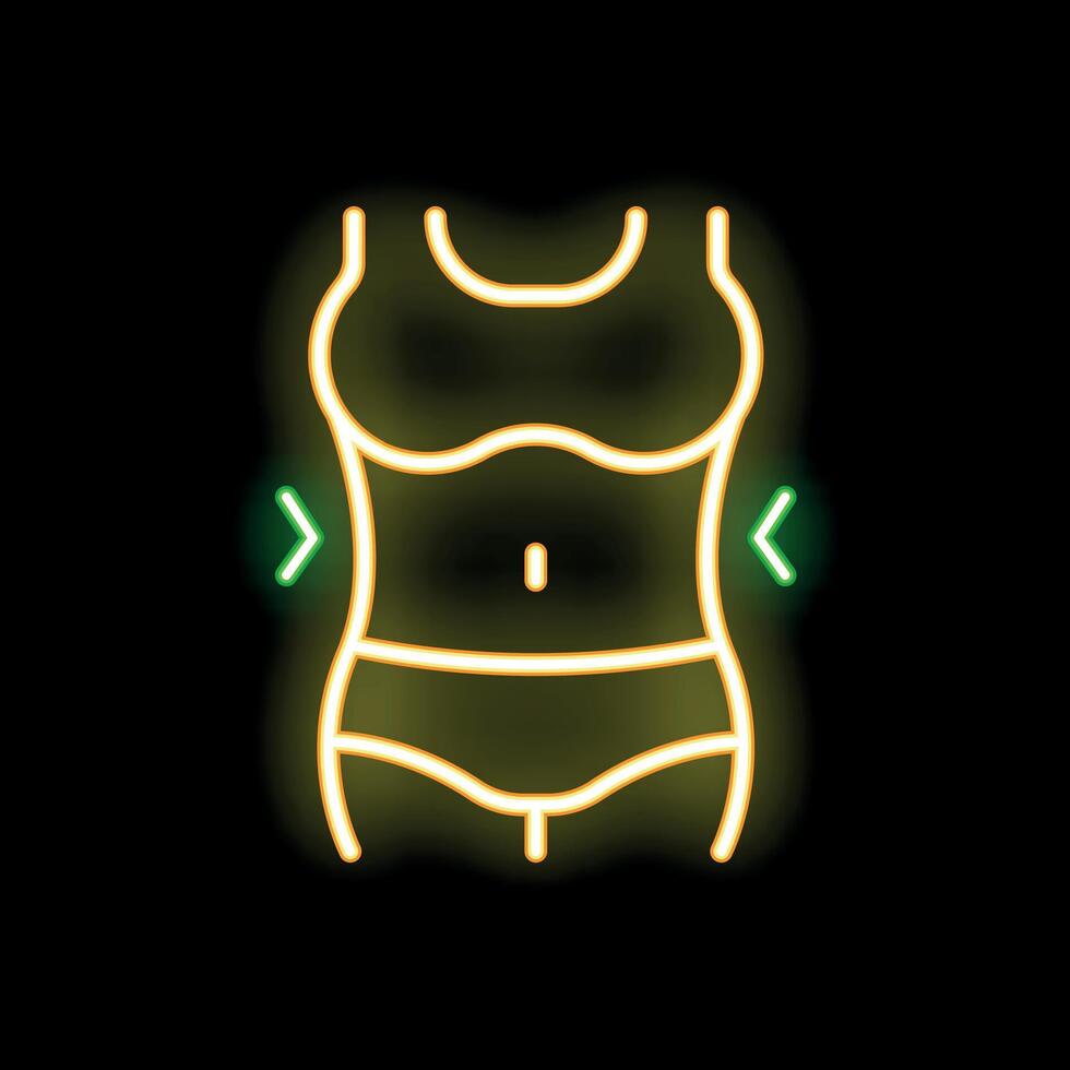 Neon sign representing weight loss with woman body getting slimmer vector