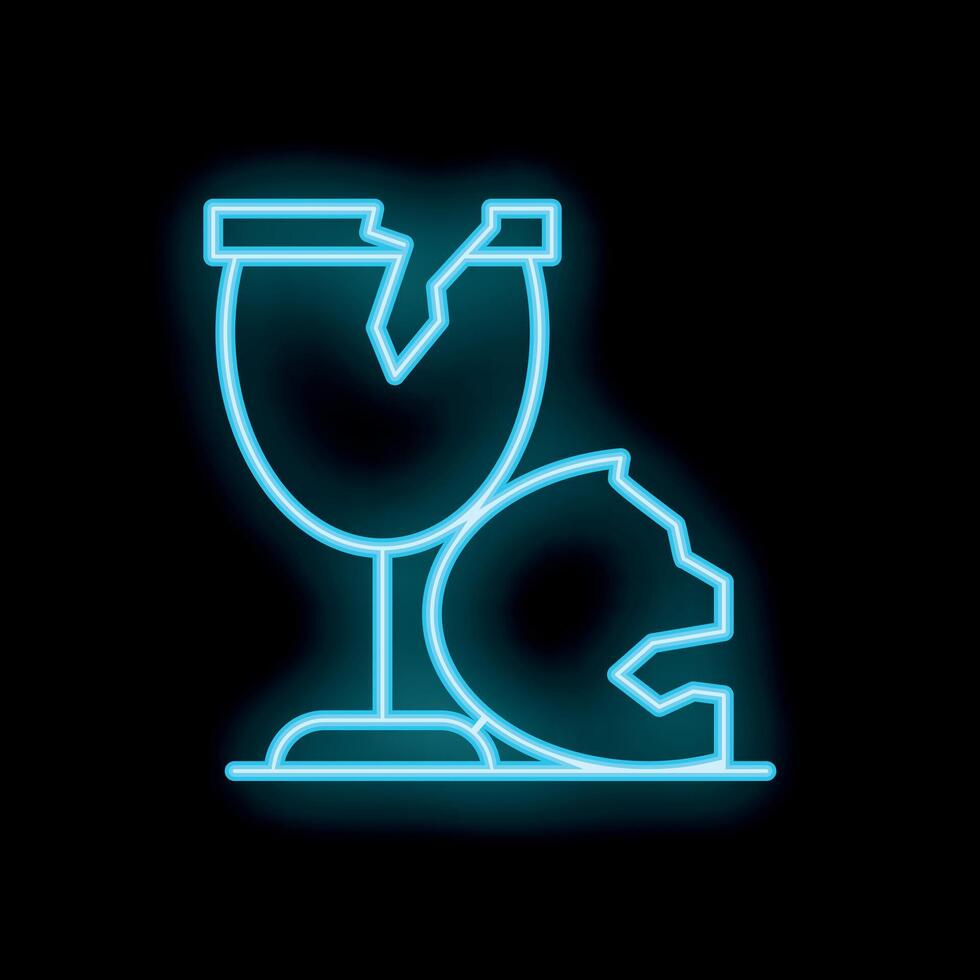 Neon icon of broken wine glass depicting sadness vector