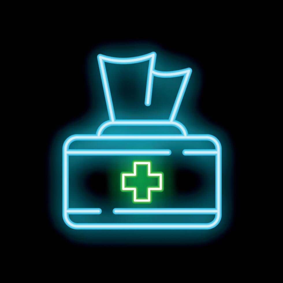 Glowing neon line wet wipe pack icon isolated on a black background illustration vector