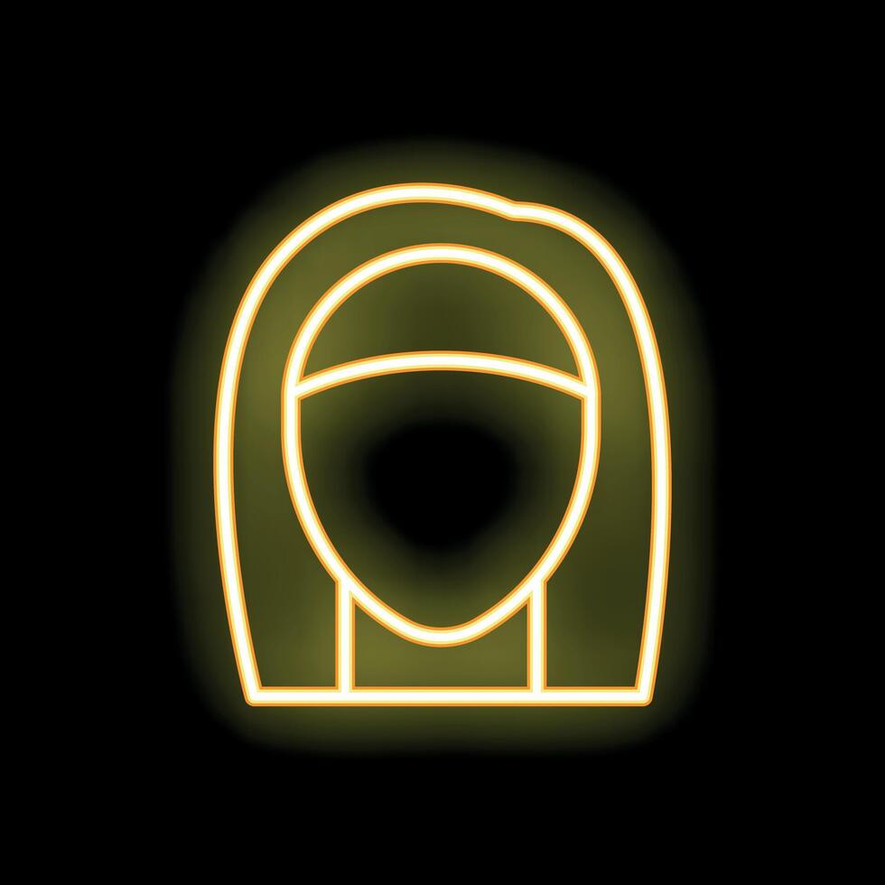 Neon sign representing a woman wearing a headscarf vector